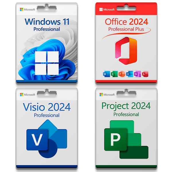 Microsoft Windows 11 Professional + Microsoft Office 2024 Professional Plus + Microsoft Project 2024 Professional + Microsoft Visio 2024 Professional  for 3 PC